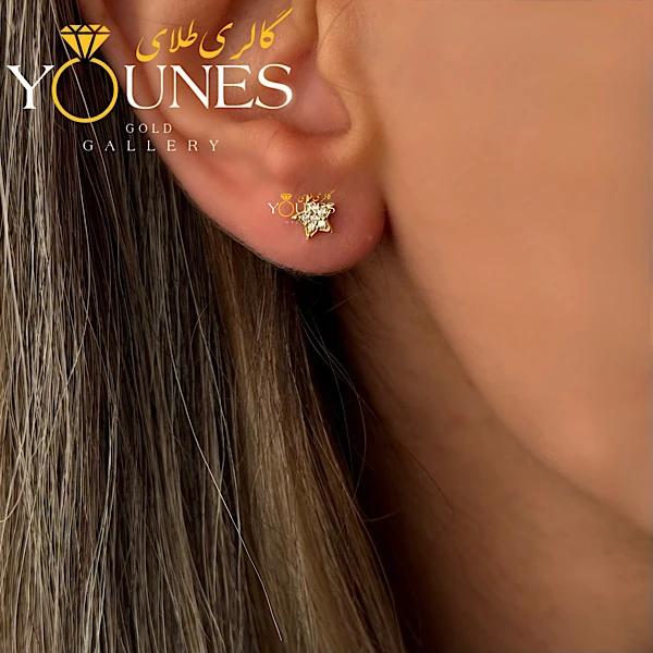 گوشواره طلا میخی ستاره نگینی